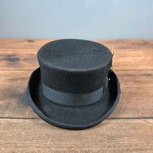 Jaxon Deadman Top Hat Mens Medium Black Wool Felt Feather Steampunk Victorian
